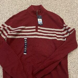 Izod Men's Maroon and Gray Zip Up Sweater